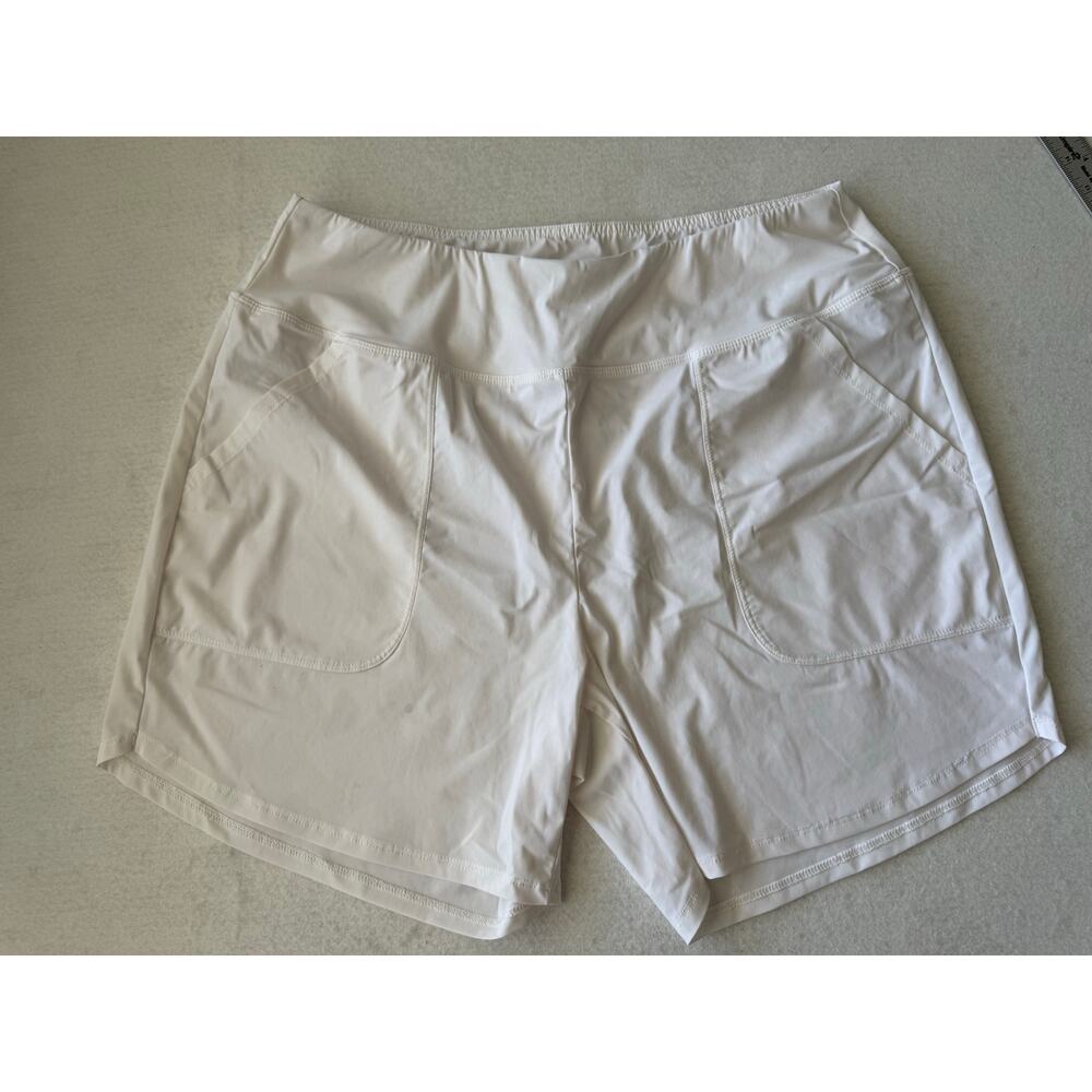 Baleaf Women's 5" High Waisted Swim Board Shorts White Swimsuit Bottoms Pockets
